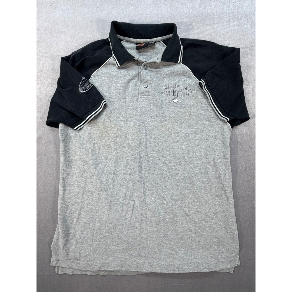 Harley Davidson Men Made in U.S.A Polo Shirt Gray Large